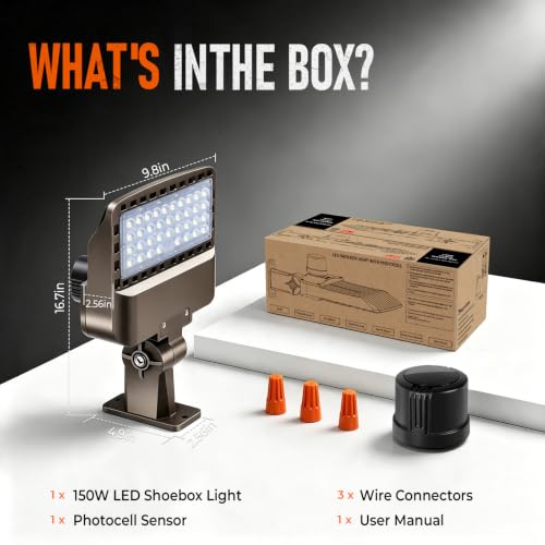 ledmo LED Parking Lot Light 100W/120W/150W, 22500LM 5000K Bright Dimmable - size: Small/150/Dimmable/Wall Mount