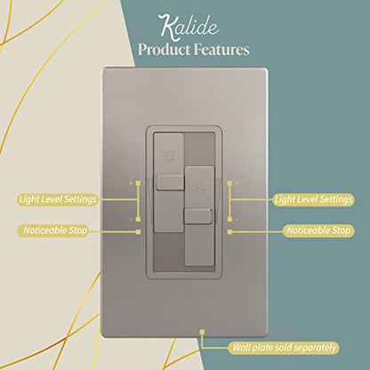 TOPGREENER Dual Load LED Dimmer Switch, Single Pole, Nickel, 1 Pack - color: Nickel, size: Dual Dimmer Switch