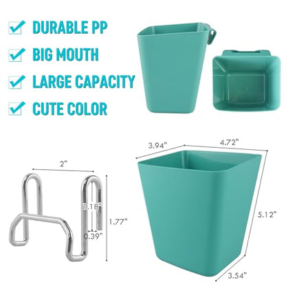 6Pack Green Grid Wall Bins Hanging Cups with Back Hook, Gridwall Shelf Bins - color: Green