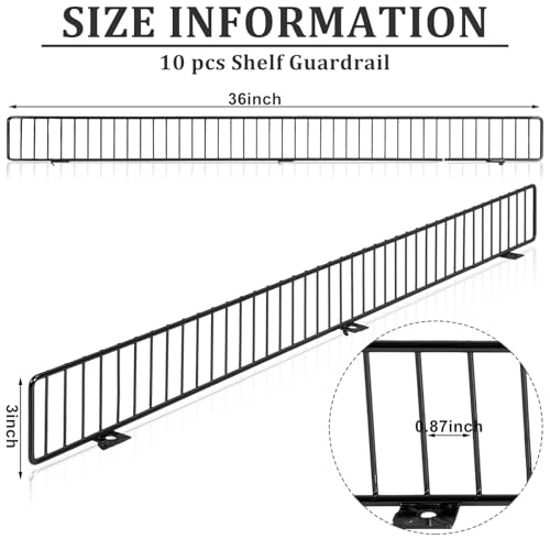Yaocom 10 Pcs Gondola Shelf Fence 36x3'' Retail Front Wire Guard, Black - color: Black, size: 36" x 3"