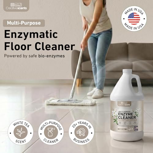 Creative Scents Multipurpose Enzyme Cleaner | Super Concentrated for Floor, Carpet, Drain | Pet Urine Odor Eliminator | Enzyme Cleaner for Cat Urine & Dog Poop | 1 Gallon - White Tea & Coconut