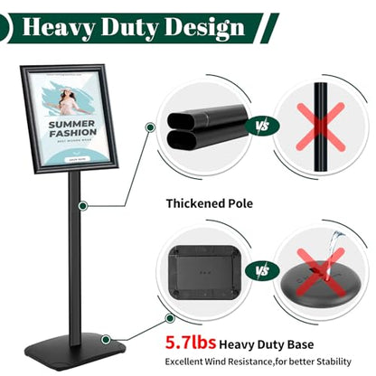 Heavy Duty Pedestal Sign Holder, 8.5 x 11" Floor Standing Sign Holder - color: Black, size: 8.5x11in