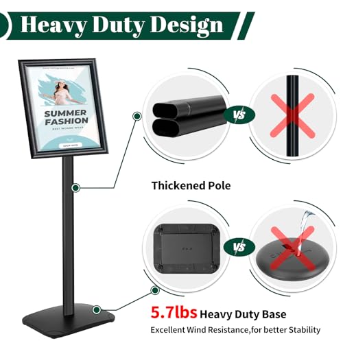 Heavy Duty Pedestal Sign Holder, 8.5 x 11" Floor Standing Sign Holder - color: Black, size: 8.5x11in