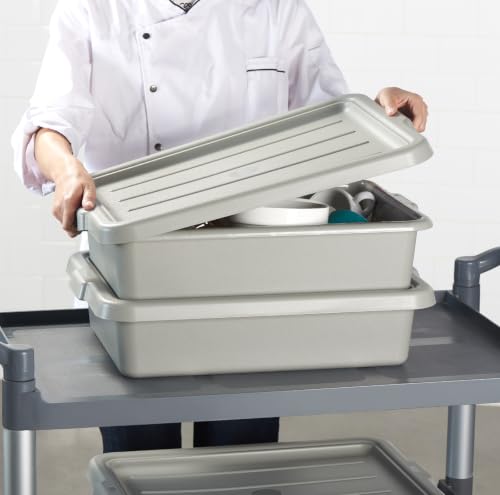 CURTA Bus Tub with Lids 3 Pack, 21"x15"x5" Gray NSF Dish Box - size: 21.06" x 15.35" x 4.92" - With Lid