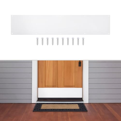 1 Pcs Door Kick Plates - 6 x 30 Inches Door Push Plate (White) - color: White, size: 6 x 30 Inch