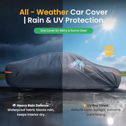Waterproof A5(2004-2026) Car Cover with Breathable Vents, [2026 Upgrade] Premium Covers with Cotton Liner and Zipper Door,Sun Rain Snow Dust Uv Protection.(Gift with Towel Storage Bag) - size: Custom Fit Audi A5