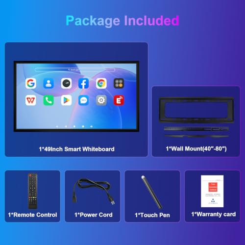 49" Smart Board 4K Android 12 8GB+64GB, for Office & Classroom - size: 49 Inch