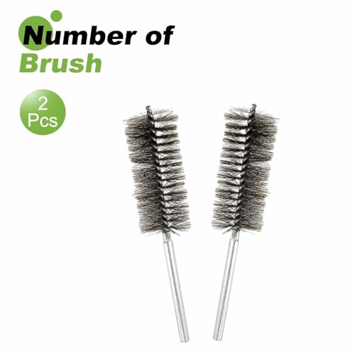 HARFINGTON 2pcs Wire Bore Brush 8 x 1-5/8" 5/16 Inch Shank Stainless Steel Bristles Cleaning Brush for Clean Car Part Tube Kitchen Garage - size: 8 x 1-5/8"