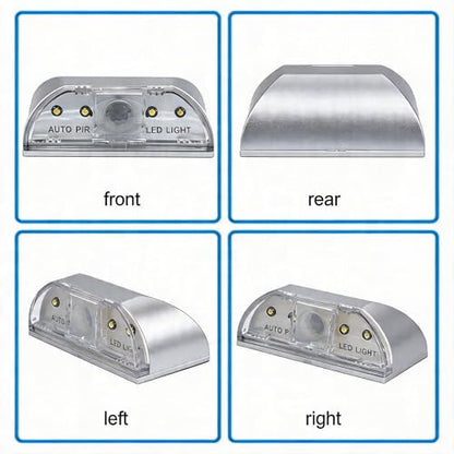 Key Light Door Light, Small Motion Sensor Light with 4 LED Bulbs, Battery Powered Night Lights for Hallway, Stairway, Kitchen, Closet, Bedroom (Silver) - color: Silver
