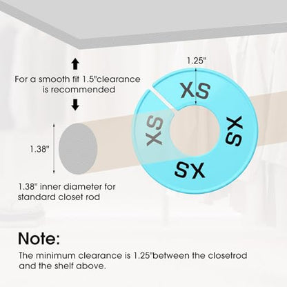 EBOOT 40 Pcs Clothing Size Dividers Closet Size Divider Hanger, Blue - color: Blue