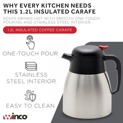 Winco 1.2 L Stainless Steel Carafe - size: 40.6 Ounces