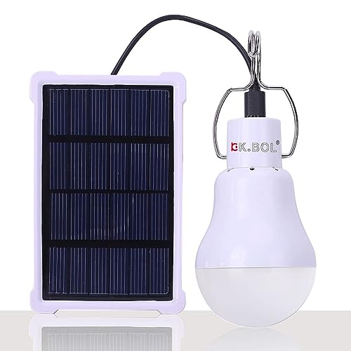 Solar Light Bulb Portable Rechargeable Solar Lamp for Indoor Outdoor Lights Emergency Fishing Camping Chicken coop Lamp Pet House Light (S1500) - color: White S1500 150LM Special Aging Resisting Wire