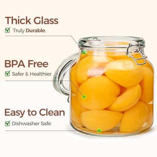 ComSaf Glass Pantry Jars with Airtight Lids 74 oz 2 Pack Large Wide Mouth - size: 74 fl oz x 2 - Wide Mouth