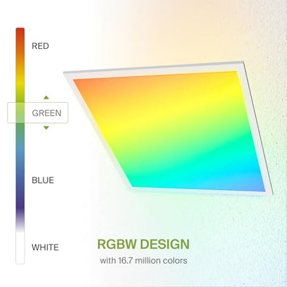 ASD 2x2 RGBW Smart LED Flat Panel Light, 3500K 4000K 5000K UL 2 Pack - color: RGBW, size: 2X2