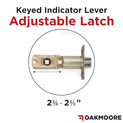 OAKMOORE Keyed Entry Commercial Door Handle | Heavy Duty Commercial Door Locks with Indicator | Restaurant, Store, Hospital, Warehouse | Locking Occupied Door Lever Lock with Key (Silver)