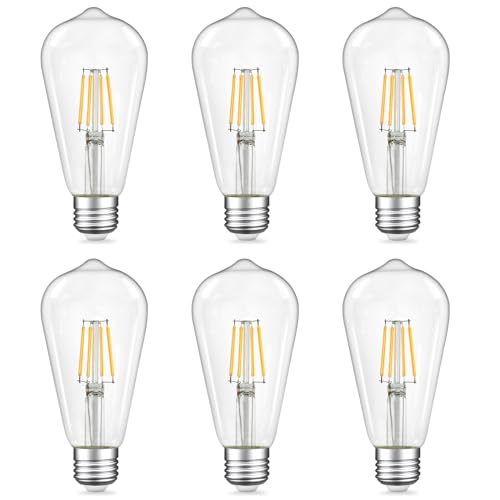 Qingmiao Dimmable ST64 LED Edison Bulbs, 6W 3000K Soft White, E26, 6 Pack - color: 6w (3000k Soft White)
