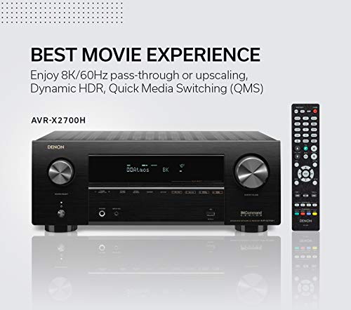 Denon AVR-X2700H 8K Ultra HD 7.2 Channel (95 Watt X 7) AV Receiver - Built for Gaming, Music Streaming, 3D Audio & Video, Alexa + HEOS - style: AVR-X2700H