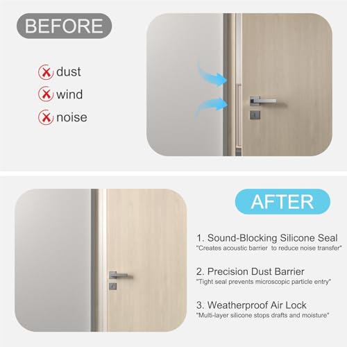 Elvone Weather Stripping Door Seal, 36ft Adhesive Silicone Strip, Clear - color: Clear, size: 36 ft x 2 in (thickned)