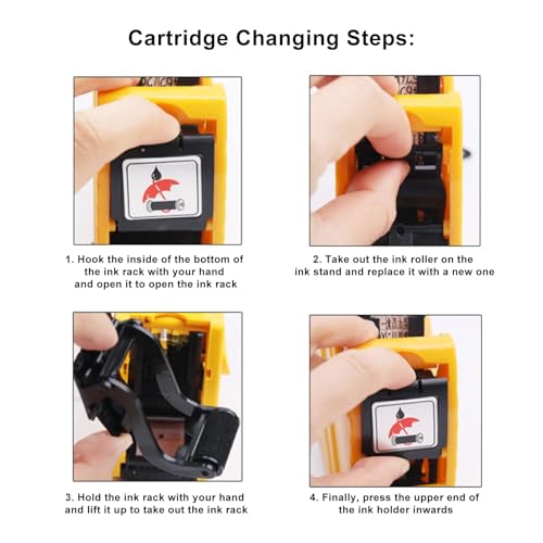Walfront Manual Labeling Machine, Red 8 Digits Pricing Gun Kit, Manual Labeling Machine, Price Marking Tool with Spare Ink, Pricemarker Labels(Yellow)