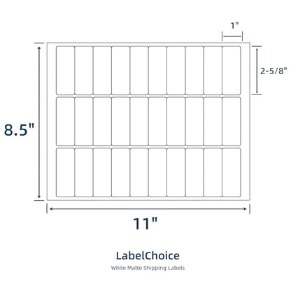 500 Sheets 15000 Pcs 30 Up Labels 1" x2-5/8 Shipping Address Labels for Laser & Inkjet Printers, Mailing Labels 30 per Sheet Return Address Stickers, 30 per Page on US Letter - size: 1x2-5/8---500P