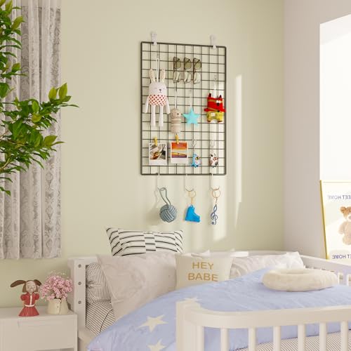 C&AHOME Photo Wall Display Set of 2, Wall Grid Panel, 17.7" x 25.6", Black - color: Black, size: 17.7 x 25.6 (45x65cm)