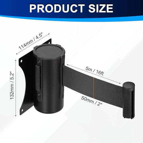 PATIKIL Fixed Wall Mount Retractable Belt Barrier 16 Feet, Black 1 Pcs - color: Black, size: 16 Feet