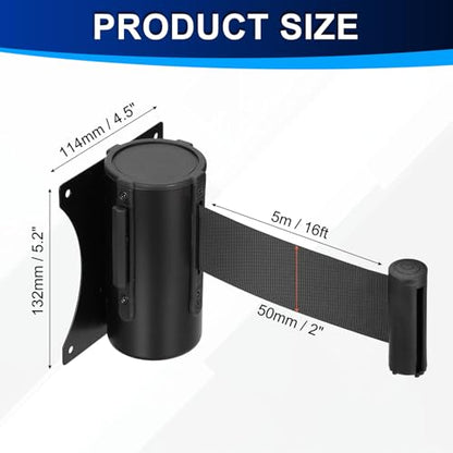 PATIKIL Fixed Wall Mount Retractable Belt Barrier 16 Feet, Black 1 Pcs - color: Black, size: 16 Feet