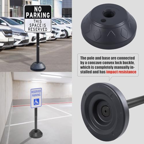 Sign Post Holder and Water-Fillable Base Set, Black, 6 Pack