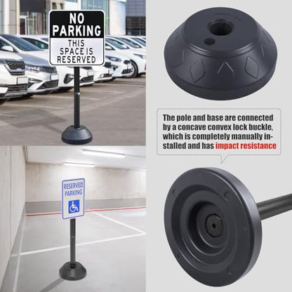 Sign Post Holder and Water-Fillable Base Set, Black, 6 Pack