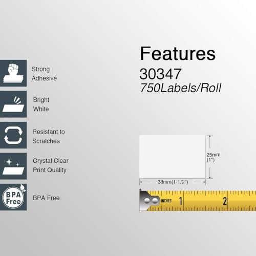 BETCKEY - Replace for DYMO 30347 (1" x 1-1/2") Book Spine Labels [10 Rolls] - color: 10-rolls (7500 Labels)