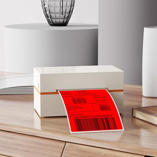 Red Thermal Labels 4 × 6 Inch Waterproof Vinyl Stickers 250 PCS - color: Red