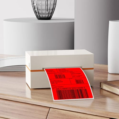 Red Thermal Labels 4 × 6 Inch Waterproof Vinyl Stickers 250 PCS - color: Red