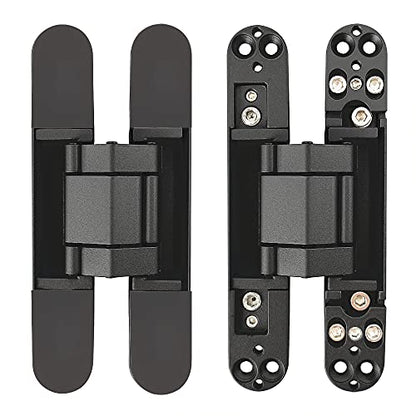 Invisible Hinges Concealed Door Hinge Heavy Duty Hidden Hinge 3-D Adjustable - Black -1 Pair - color: 6"_Black_2 Pack