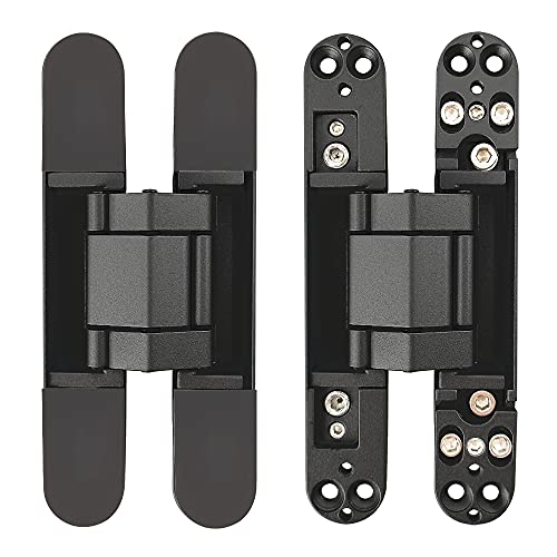 Invisible Hinges Concealed Door Hinge Heavy Duty Hidden Hinge 3-D Adjustable - Black -1 Pair - color: 6"_Black_2 Pack