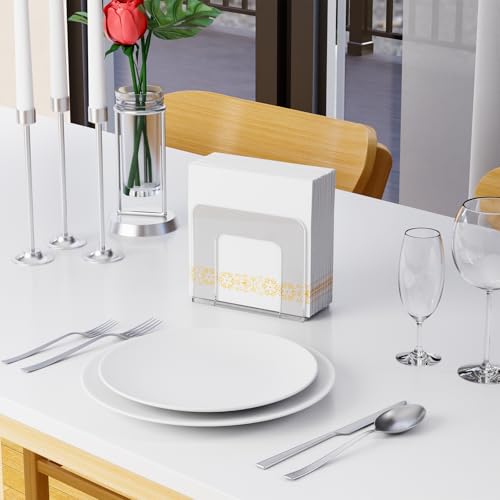 Yieach 2 Pack Square Clear Napkin Holder for Table,Party,Bar,5x5 Small Vertical Standing Lucite Napkin Holder for 8x8 Floral Paper Napkins,Modern Plastic Cocktail Napkins Holder for Dining Room Decor