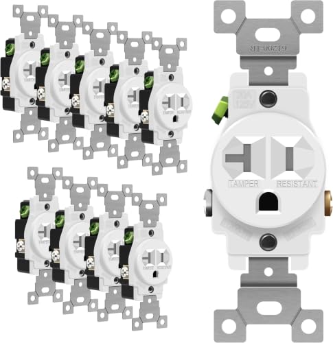 ENERLITES Single Receptacle Outlet, Tamper-Resistant, Commercial Grade, 3-Wire, Grounding Screw, 2-Pole, 5-20R, UL Listed, 61200-TR-W-10PCS, 20A 125V White, (Pack of 100) - color: White, size: (Pack of 100)