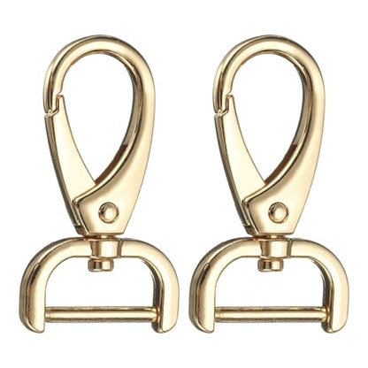 HARFINGTON 2Pcs Detachable Snap Hook Swivel Clasp 3/4" D Ring with Swivel Lobster Claw Clasps Hook for Purse Strap Keychain Bag DIY Craft, Gold - color: Gold, size: 3/4"
