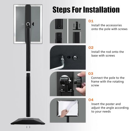 Sign Stand for Display, Ultra Stable Heavy Duty Pedestal Signage Holder - size: 11x17 3Pack, style: Black