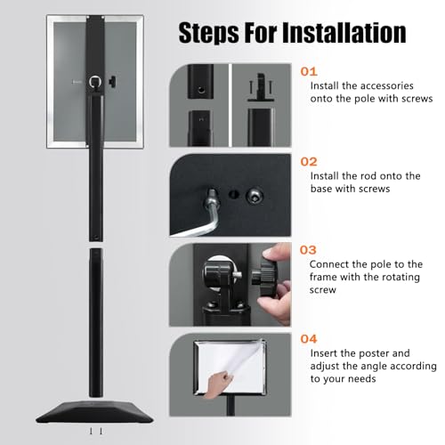 Sign Stand for Display, Ultra Stable Heavy Duty Pedestal Signage Holder - size: 11x17, style: Black
