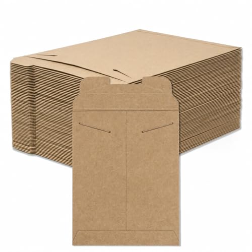 BOX USA Rigid Mailers 6" x 8" (100-Pack) - Kraft Mailer Envelopes for Photos, Trading Cards, Small Prints - Stay Flat - size: 6" x 8" (100-Pack)