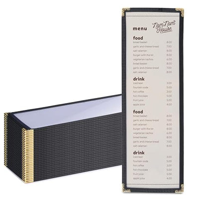 WeChef 30 Pcs 4.25 x 14" Restaurant Menu Covers Single Page 2 View Menu - size: 4.25x14" - 2 View