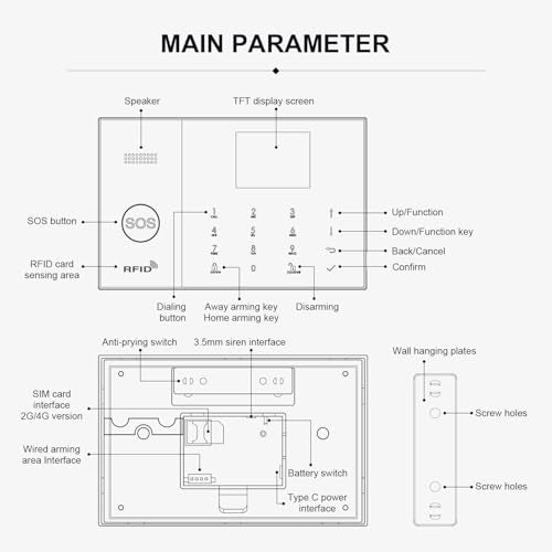 PGST A108F Wireless Home Alarm System with Door/Window and Motion Sensors