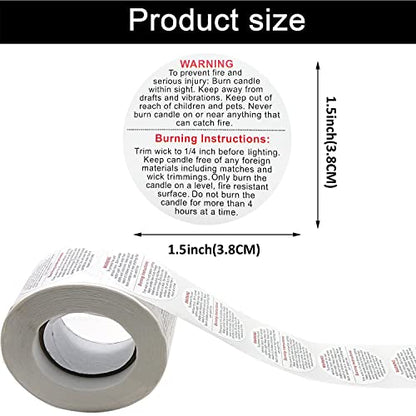 1500 pcs Candle Warning Labels,1.5inch Candle Jar Container Stickers - color: White