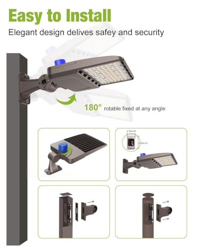 YXL LED Parking Lot Shoebox Light with Dusk to Dawn Photocell, 21000LM 5000K Daylight Arm Mount, IP65 Waterproof Area Light for Parking Lot Sports Stadium 150W 48Pack - size: 150W Arm 48Pack