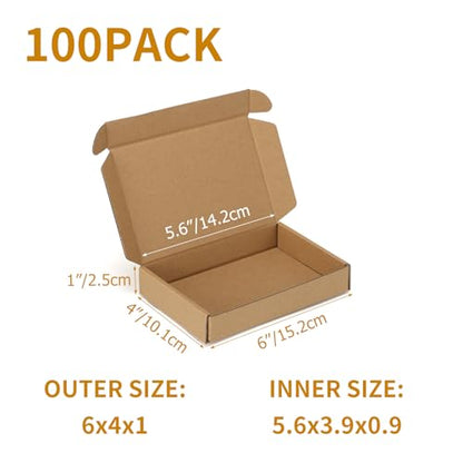 PHAREGE 100 Pack 6x4x1 inch Small Shipping Boxes, Brown Mailing Boxes - color: Brown, size: 6x4x1 inch 100 Pack