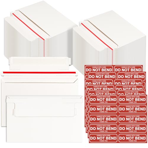 100 Pack Card Shipping Envelopes - 7 x 4.35 Inches Rigid Mailers Trading Card Mailers for Shipping,Self Seal White Cardboard Envelopes for Semi-Rigid Sleeves,Document,Coins,Stamps