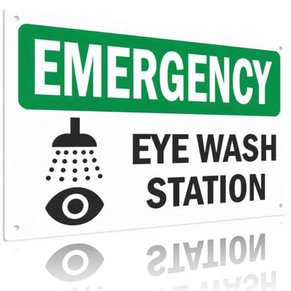 Emergency Eye Wash Station 8X12 Inch Aluminum Metal Sign, For Industrial Workshop, Lab, Commercial Workplace, Public Building