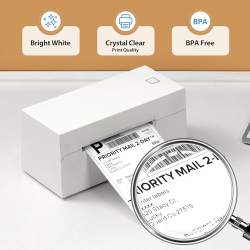 4x6 Thermal Labels Fanfold 500-Pack Crisp Prints Thermal Shipping Labels 4x6 Commercial Grade Thermal Printer Paper with Perforated, 1 Stack - style: 500 Labels-White
