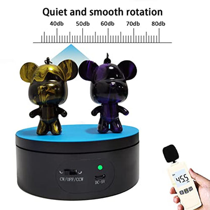 YVV Motorized Rotating Display Stand,Turner Cup Platform for Epoxy Glitter Tumbler, 360 Automatic Mute Rotating Turntable, Tumbler Making Supplies Spinner, Base for Product Video Show ,Balck 4.72in