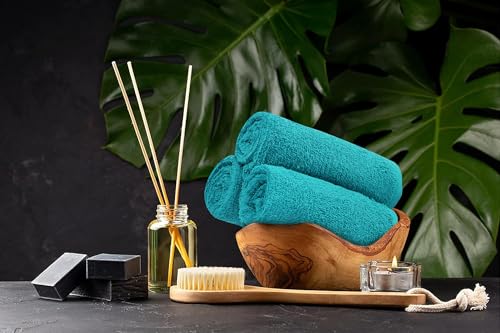 Salon Towels – Pack of 24 (16"x27") 100% Cotton Ring Spun (Not Bleach Proof) Ultra Soft, Highly Absorbent Hand Towels – Bulk for Spa, Gym & Salon (Turquoise) - color: Turquoise